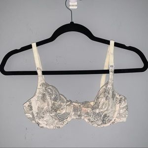 Felina White And Gray Lace Vintage Underwire Bra - image 1